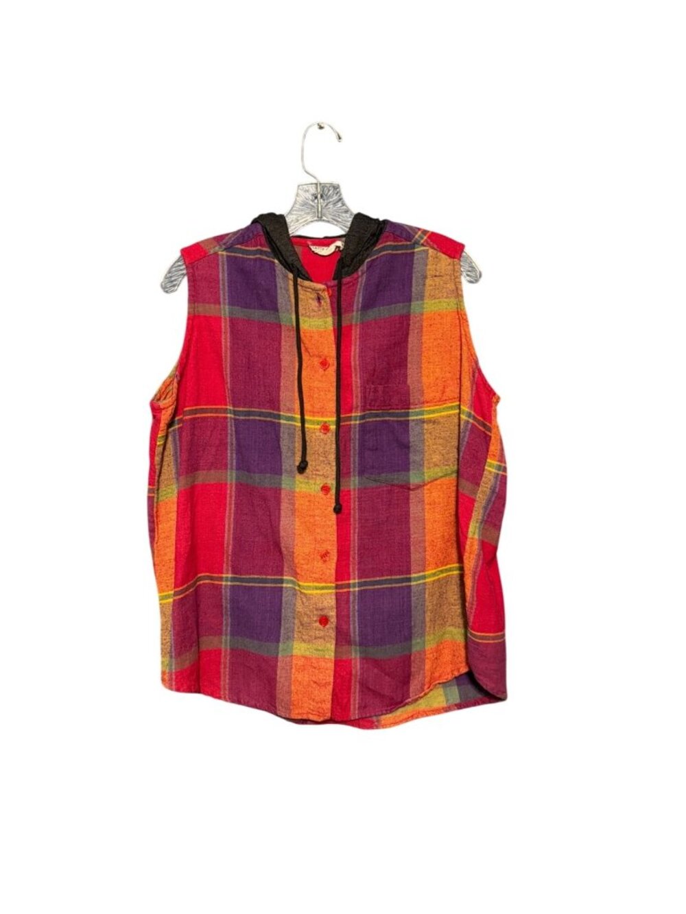 Vintage Generalities Sleeveless Plaid Flannel Top